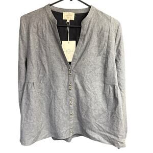 Sezane Womens Chemise Sixtine Gris Robe shirt 10 Gray Classic Office Siren NWT